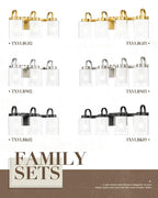 TENGXIN 4-Light Bathroom Vanity Light, Brushed Gold Vanity Light Over Mirror, Modern Wall Light Fixtures with Dual Glass Shade, Wall Lights for Mirror Bedroom Living Room E26 Base