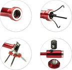 24.4 in Claw Grabber Tool,Bendable Hose Reacher Pickup with LED Light,4 Claw Picking Tool for Garbage Litter Pick Home Sink Drain and Metal Small Items. (Red)