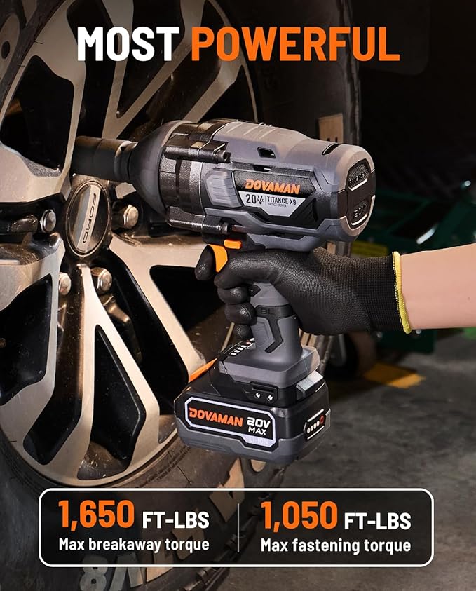 TITANCE X9 Brushless Impact Wrench, 20V Cordless 3/4'' Impact Gun, 1650 Ft-lbs (2200 Nm) High Torque, 5 Modes, 4.0Ah Battery Powered Heavy-Duty Wrench for Lug Nuts, Truck, Tractor & Industrial Use