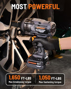 TITANCE X9 Brushless Impact Wrench, 20V Cordless 3/4'' Impact Gun, 1650 Ft-lbs (2200 Nm) High Torque, 5 Modes, 4.0Ah Battery Powered Heavy-Duty Wrench for Lug Nuts, Truck, Tractor & Industrial Use