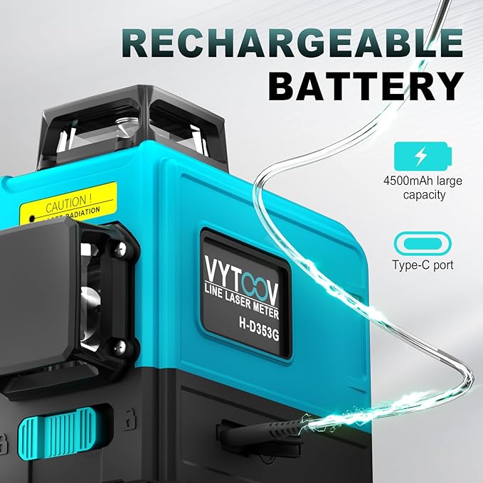 Laser Level 360 Self Leveling, 165Ft Line Leveling Tools, 3x360 Rechargeable Laser Level for Picture Hanging/Construction Tools/Project/Renovation/Floor/Tile, Durable Leveler Tool