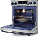 Gordon Ramsay by THOR Kitchen 30 Inch Professional Gas Range with Tilt Panel Touch Control in Stainless Steel/Navy Blue