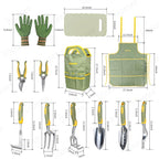 Set of 12 Garden Tool, iHansee Heavy-Duty Aluminum Gardening Hand Tools with Rubber Non-Slip Handle, Garden Apron, Gloves, Kneeling Pad and Storage Bag, Garden Hand Tools Starter Kit Landscaping Tools