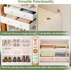 Closet System, Up to 128.6"/10.7 FT Closet Organizer with 4 Wooden Drawers and Shelves, Walk-in Closet System with 6 Hanging Rods, Built-in Closet Can Fit 96"/8FT, 120"/10FT, White