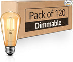 MASTERY MART 120 Pack Dimmable Vintage E26 LED Light Bulb, 2200K Warm White 5.5W (60 Watt Equivalent), Glass ST21 Antique Edison Style, 500LM, Decorative Filament Bulb, UL and Energy Star