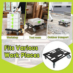 Metal Roll Board for Festool with 4 Rollers, Black Systainer Cart for Festool for Easy Transport of Systainer & T-Loc System, Rolling Board for Festool with Feedthroughs for Straps