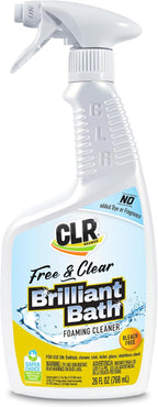 CLR Brands® Brilliant Bath Foaming Bathroom Cleaner Spray Free & Clear, No Added Dyes or Fragrances, Soap Scum and Hard Water Stain Remover, Use on Showers, Baths, Toilets and More, 26 Oz (Pack of 1)