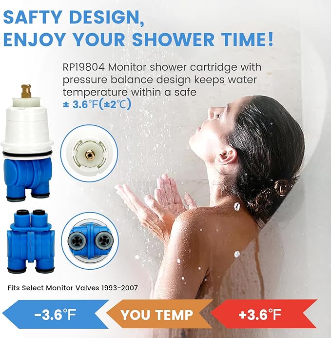 RP19804 Shower Cartridge Compatible with Delta Faucet 1300/1400 Series Tub and Shower Valves, RP19804 Cartridge Replacement Fits Select Monitor Valves 1993-2007 (1 PCS)