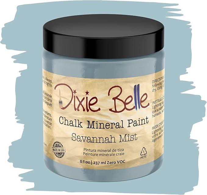 Dixie Belle Paint Company Chalk Finish Furniture Paint - Savannah Mist (8oz) - Matte Cloudy Blue Chic Chalk Mineral DIY Furniture Paint