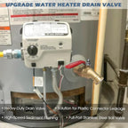 Water Heater Drain Valve 3/4" MNPT Full Port - Brass Sediment Flush Valve with 2 Inch Shank, 180° Handle Garden Hose Adapter Hot Water Heater Replacement Parts Fast Drain Tool Kit