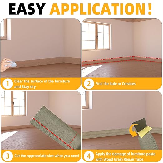 GSCIT Club Wood Grain Repair Tape, 2.4 inch X 15ft Self Adhesive Silver Walnut Grain Repair Patch for Tables, Chairs, Baseboards, Doors, Windows, Floors, Handicraft DIY.