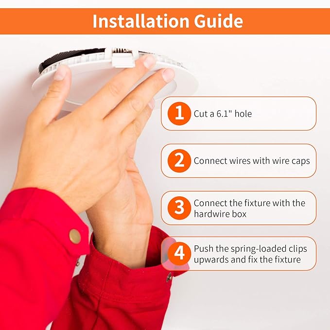 Meconard 24 Pack 6 Inch 5CCT LED Recessed Ceiling Light with Night Light, 2700K/3000K/3500K/4000K/5000K Selectable Ultra-Thin Lighting, 12W=110W, 1050LM, Dimmable Canless Wafer Downlight ETL&FCC