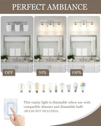 3 Light Bathroom Light Fixtures Over Mirror, 21 Inch Brushed Nickel Bathroom Vanity Lights, Modern Bath Wall Sconces with Frosted Glass Shade, OS-YQ9167-3BNW