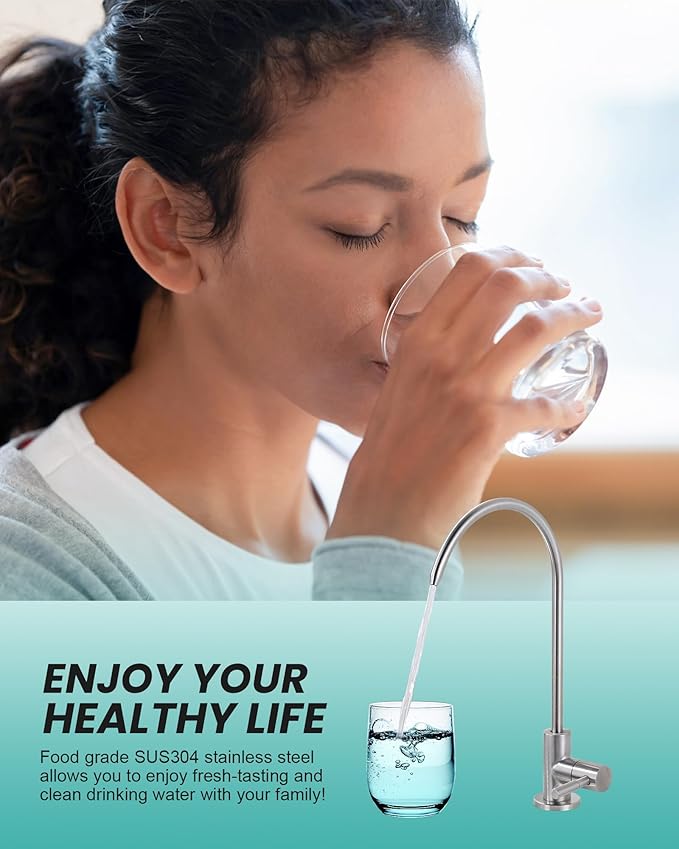 Kitchen Faucet and Water Filter Faucet: Stainless Steel Kitchen Sink Faucet with Drinking Water Faucet - Brushed Nickel Single Handle Tap with Pull Down Sprayer for Kitchen Sink Farmhouse Bar