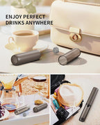 CIRCLE JOY Portable Rechargeable Milk Frother Hanheld, Dual Spring Whisk Electric Coffee Frother Wand Drink Mixer for Matcha Lattes Cappuccino, Kitchen Gifts, Brown