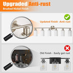 DLLT 6-Light Bathroom Light Fixtures: Nickel Modern Vanity Lights with E26 Bulbs - Milky White Glass Shade Bathroom Wall Lamp for Mirror Kitchen Living Room Hallway Cabinet Porch