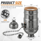 4 Pcs Pull Chain Lamp Socket Replacement, E26 Standard Threaded Base, Light Socket with Pull Chain, Lamp Parts for Repair (Black)