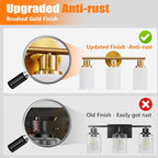 DLLT 3-Light Bathroom Light Fixtures: Gold Modern Vanity Lights with E26 Bulbs - Milky White Glass Shade Bathroom Wall Lamp for Mirror Kitchen Living Room Hallway Cabinet Porch