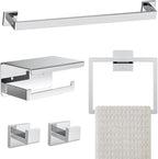 5-Pieces Polished Chrome Bathroom Hardware Accessories Set,16 Inch Towel Bar Set,Stainless Steel Towel Holder Set for Bathroom,Wall Mounted Chrome Bathroom Hardwar Set