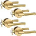 Asidrama 4 Pack Passage Champagne Bronze Door Handles, Door Lever with Door Knobs Indoor for Bedroom or Bathroom, Heavy Duty Door Handles Interior with Locks for Left Right Sided Doors