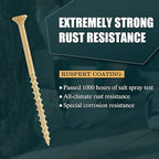 WELLOCKS Deck Screws, Wood Screws, Tan, Superior Rust Resistant, Epoxy Coated, Above 1000 Hour Salt Spray Coating T25 Torx Star Bit Included for Outdoor Wood Fence (5.2LBS Tan, #8×1-5/8")