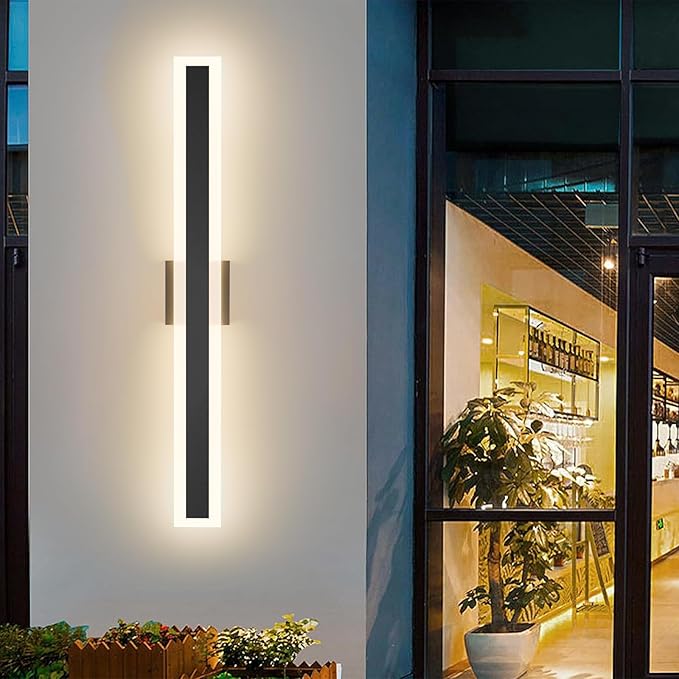 LamQee 31.5 Inch Long Outdoor Wall Lights Modern Exterior Lighting Fixtures for House, Waterproof 3000K 24W 1200LM LED Linear Outdoor Wall Sconces Lighting for Porch Patio Garage Door Yard Indoor