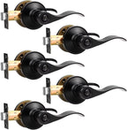 Knobonly 5 Pack Matte Black Privacy Door Levers Interior Door Handles for Bedroom and Bathroom Door Knobs Keyless Privacy Door Handles with Lock, Zinc Alloy Reversible for Right/Left