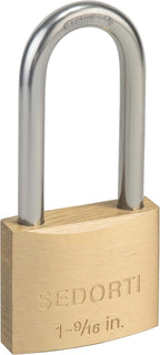 Weatherproof Padlock with Stainless Steel 304 Long Shackle and Solid Brass Body, 1-9/16 in. Wide, 12 Padlocks Keyed Alike, Marine Grade Rustproof Lock for Outdoors Use YNBSP1240