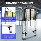 JADDUO 16.5FT Telescopic Ladder (Silver) Aluminum Extension Ladder with Non-Slip Feet & Stable Hook Heavy Duty Portable Ladder for Household/Outdoor, 330lbs Max Capacity