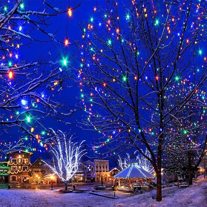 25 Pack C9 Multicolor LED Replacement Christmas Light Bulbs, E17 Base Led Bulb Outdoor Christmas Lights, Waterproof Commercial Grade Holiday Decoration Replacement Bulbs (Five Colors)