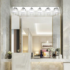 Aipsun Bathroom Vanity Light Crystal Vanity Lighting Fixtures 6 Lights Chrome Vanity Light for Bathroom (Exclude Bulb)