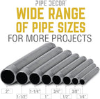 PIPE DÉCOR 1/2” x 7” Malleable Cast Iron Pipe Nipple, Pre-Cut Connectors, Industrial Steel Grey Fits Standard Half Inch Black Threaded Pipes Nipples and Fittings, Build Vintage DIY Furniture, 6 Pack