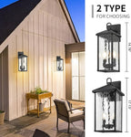 Darkaway Outdoor Wall Lights,2pcs Exterior Lighting Fixtures Wall Mount Porch Lights Waterproof Outdoor Sconce with Water Ripple Glass E12 Socket for House Patio Hallway Garage