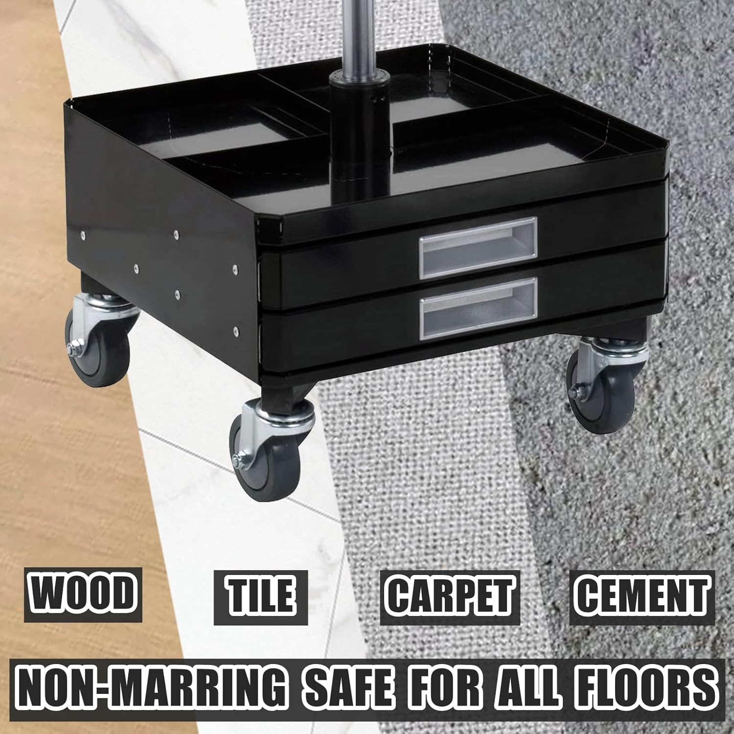 3-Inch Swivel Stem Caster, 7/16-Inch Stem Diameter Rubber Wheel, Heavy Duty TPR Replacement Wheels for Rubbermaid Mop Bucket Cart Grill Casters - 4 Pack