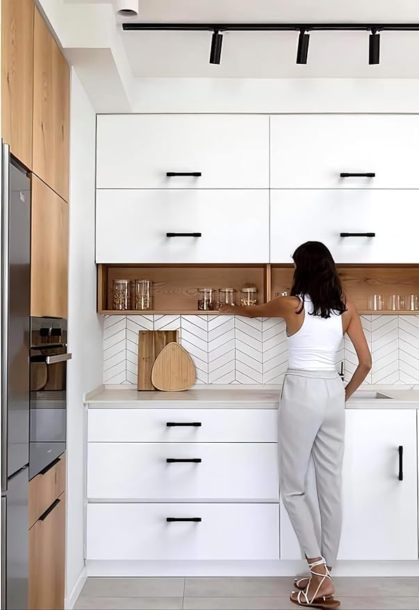 10 Pack Matte Black Cabinet Pulls 3.75 Inch(96mm) Kitchen Cabinet Handles Cabinet Hardware for Drawer Pulls