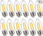FLSNT 100W Equivalent LED Chandelier Light Bulbs E26 Base, 5000K Daylight Dimmable LED Candelabra Bulbs, 800LM, 12Pack UL,CA65 Listed.