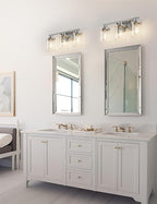 DORESshop Bathroom Light Fixtures, 3-Light Brushed Nickel Bathroom Lighting Fixtures Over Mirror with Clear Glass Shade, Modern Wall Sconce for Mirror Bedroom Hallway, ETL Listed