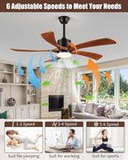 60 Inch Ceiling Fans with Lights Remote Control, Modern Ceiling Fan 5 Blades Wood Fan for Outdoor, 3 Downrods, ETL Listed, Timer, 6 Speeds Reversible Quiet Dc Motor for Patios, 60in Yellow Walnut