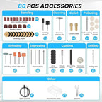 HARDELL Cordless Rotary Tool 4V, 6-Speed Mini Rotary Tool with Digital Display, 80Pcs Accessories, Type-C Charging Multi-function Engraving Tool for Cutting, Sanding, Grinding, Drilling