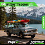 XSTRAP STANDARD Ratchet Tie Down Straps 4Pk 15Ft 1500Lb Break Strength, Cargo Straps for Moving Appliances, Lawn Equipment, Motorcycle, Includes 2 Bungee Cord