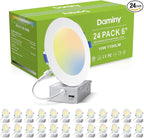 DAMINY 24 Pack 6 Inch LED Recessed Lighting with Junction Box,5CCT,Ultra-Thin Recessed Light,10W 1100lm, Dimmable Canless Wafer Ceiling Light, High Brightness - ETL