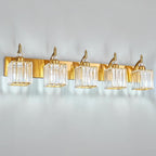 5-Light Crystal Vanity Lights - Gold, Modern Over-Mirror Bathroom Light Fixtures