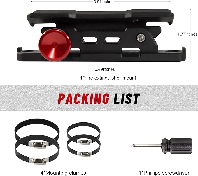 Fire Extinguisher Mount for Vehicle - Quick Release Fire Extinguisher Bracket Holder for Jeep Wrangler JT, TJ, JL, JKU, UTV, Polaris RZR, Ranger, Can-Am X3, Yamaha, ATV, Tractor – Corrosion-Resistant