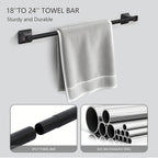 Matte Black Bathroom Hardware Set 5-Pieces, SUS304 Stainless Steel Bath Towel Bar Set Wall Mounted, Including Hand Towel Bar,Towel Ring, Toilet Paper Holder, 2Pcs Robe Towel Hook