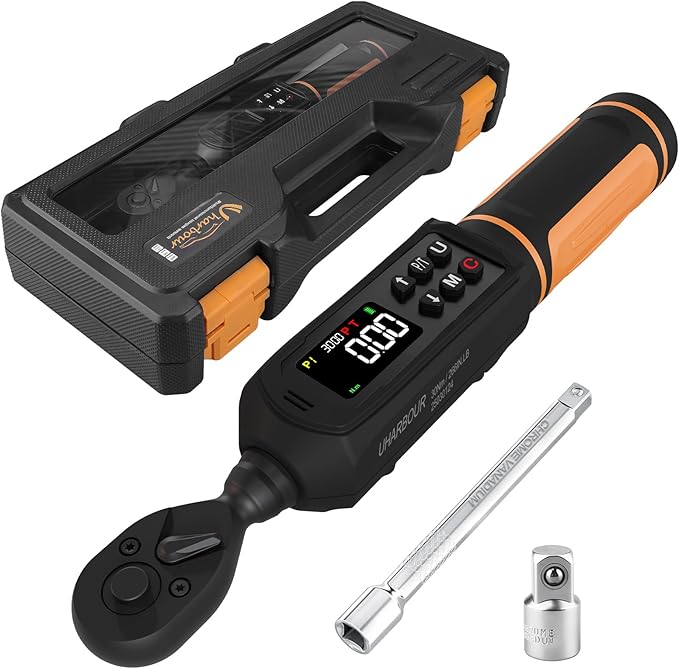 Digital Torque Wrench 1/4 Drive, 1.1-22.1 Ft-lbs/1.5-30Nm Range, Electric Torque Wrench with Dual Direction Ratchet, ±1% Accuracy with Vibration, Buzzer and LED Alert