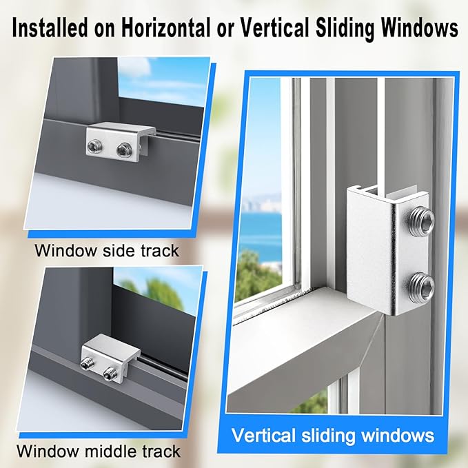 Sliding Window Locks (12 Sets), Secure Window Lock with Key, Window Locks for Up and Down Windows & Horizontal Sliding Windows, Adjustable Window Lock, Sturdy and Durable, Does Not Deform.