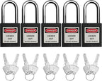 SAFBY Lockout Tagout Locks, Safety Padlock, Keyed Differently Loto Safety Padlocks for Lock Out Tag Out Kits Station (Black NO.1-10)
