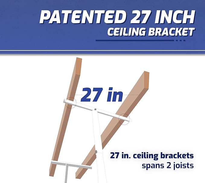 SafeRacks Overhead Garage Storage Rack, Heavy Duty Racks for Garage w/ 600 lb Capacity, Easy Garage Storage Adjustable Storage Rack Ceiling Mount Storage for Garage 4x8 White, 12"-21" (2 Pack)