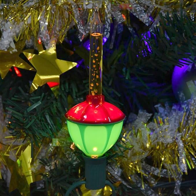 Christmas Bubble Replacement Bulbs, 4 Pack Vintage Multicolor Bubble Light Bulbs with Multicolor Liquid, Traditional Christmas Bubbles Light Bulbs for Christma Decorations, C7/E12 Base, 5 Watts