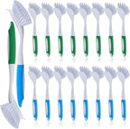 Hsei 20 Pcs Blue and Green Kitchen Scrub Dish Brush Bulk with 11 Inch Anti Slip Handle Cleaning Dish Scrubber with Stiff Bristles Washing Scrub Brushes for Housekeeping for Pots and Pans, Kitchen Sink